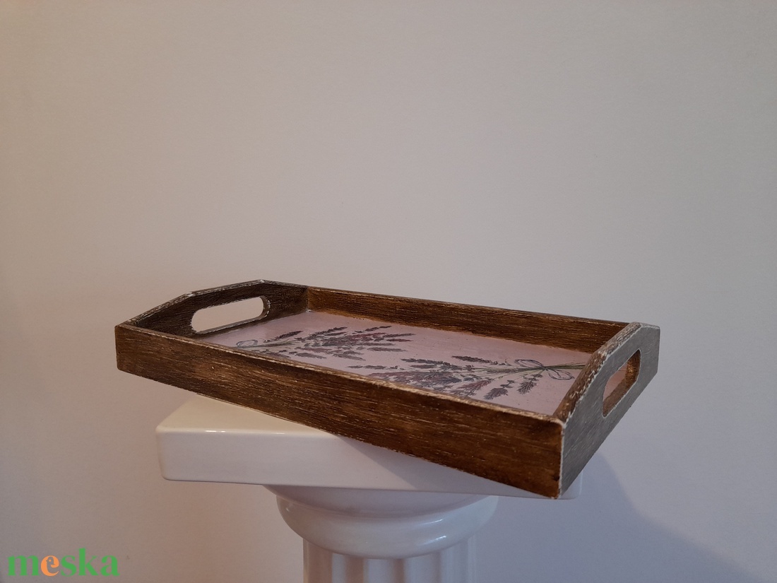 Vintage stílusú  levendulás tálca fából - otthon & életmód - konyhafelszerelés, tálalás - tálalás - tálca - Meska.hu