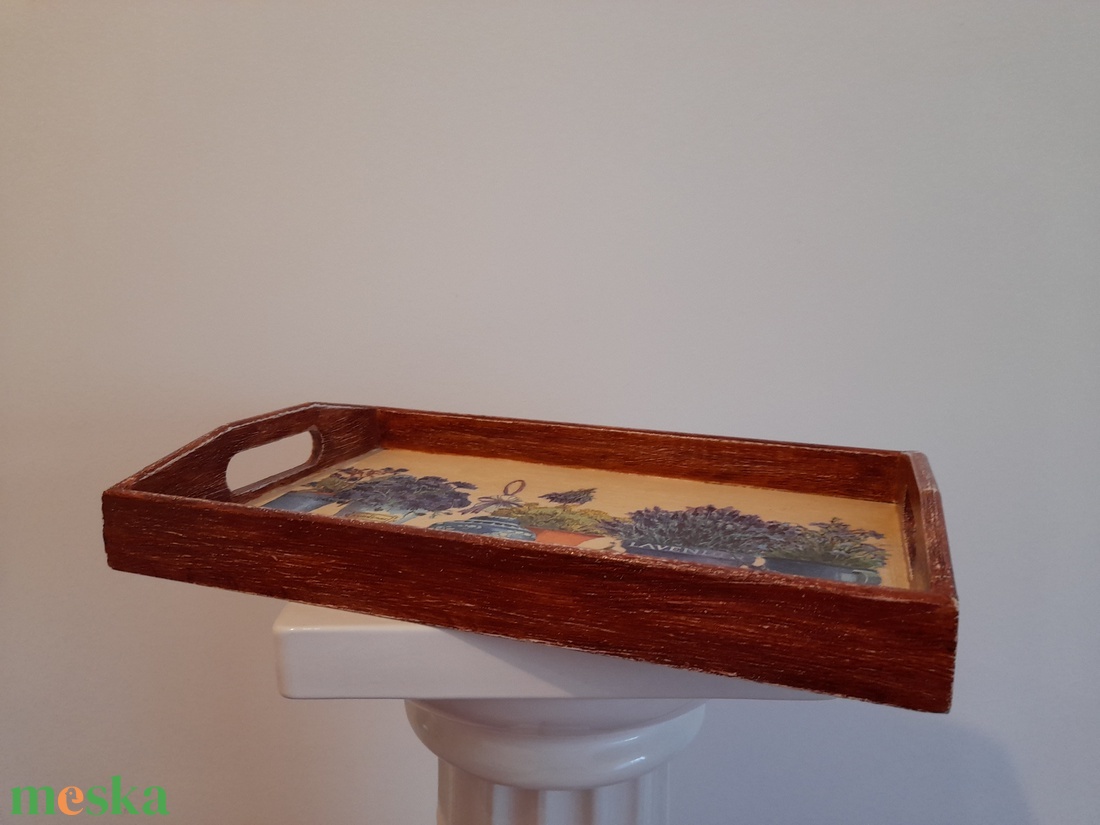 Vintage stílusú  levendulás tálca fából - otthon & életmód - konyhafelszerelés, tálalás - tálalás - tálca - Meska.hu