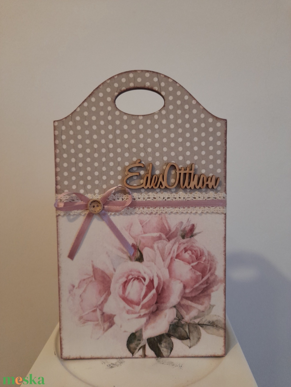 Vintag rózsás fali vagy ajtódísz - otthon & életmód - dekoráció - ajtó- és ablak dekoráció - ajtódísz & kopogtató - Meska.hu