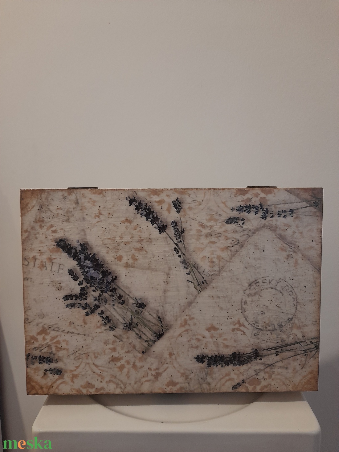  Vintage  stílusú levendulás nagy méretű teafilter tartó/ tároló doboz/ varrós doboz - ékszer - ékszertartó - ékszerdoboz - Meska.hu