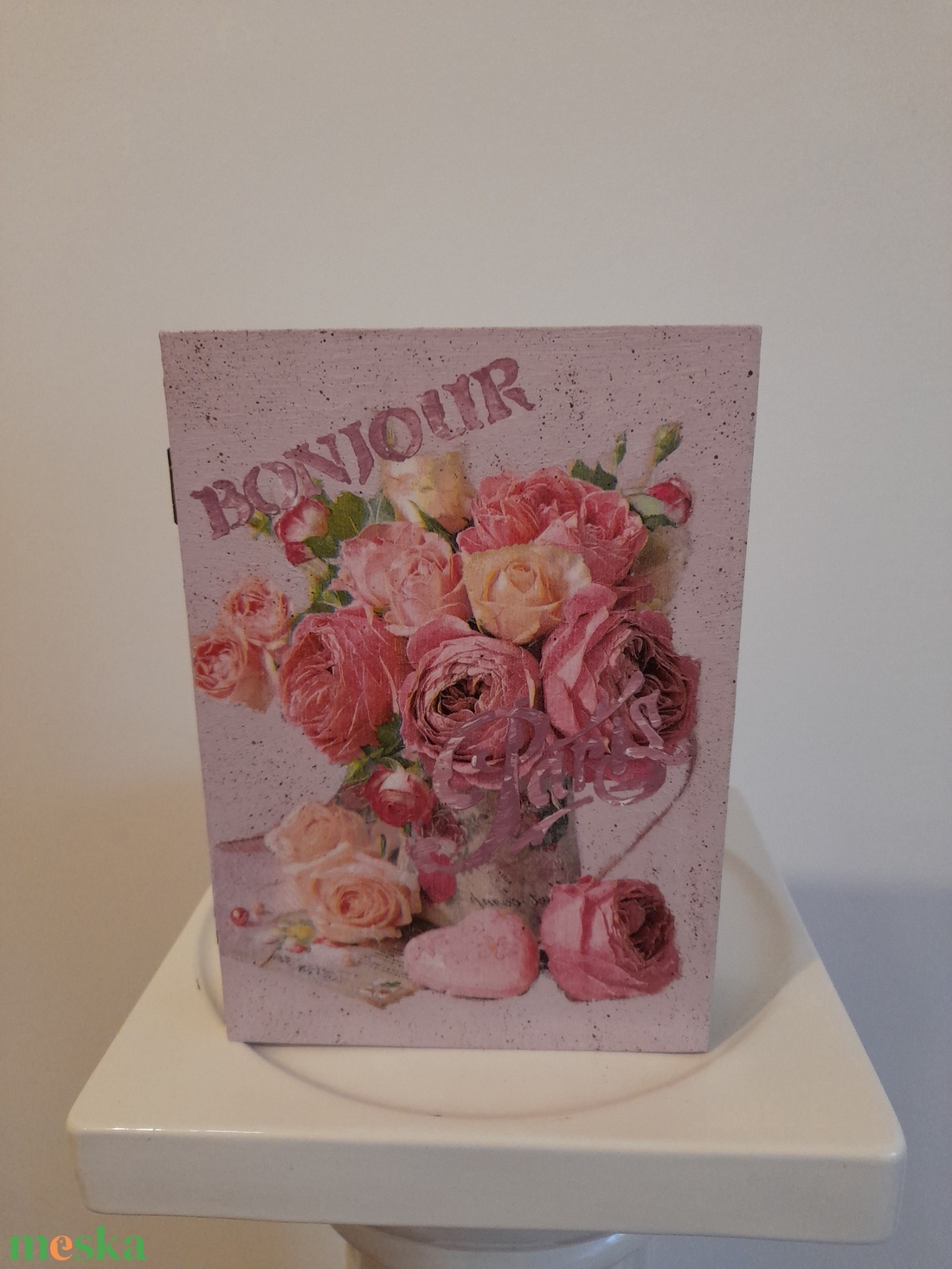  Vintage  rózsás ékszertartó doboz/varrós doboz könyv formájú - ékszer - ékszertartó - ékszerdoboz - Meska.hu