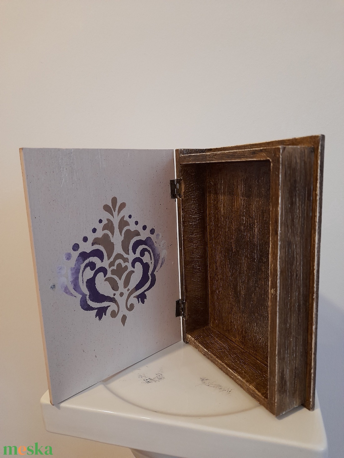  Vintage  stílusú levendula mintás doboz - ékszer - ékszertartó - ékszerdoboz - Meska.hu