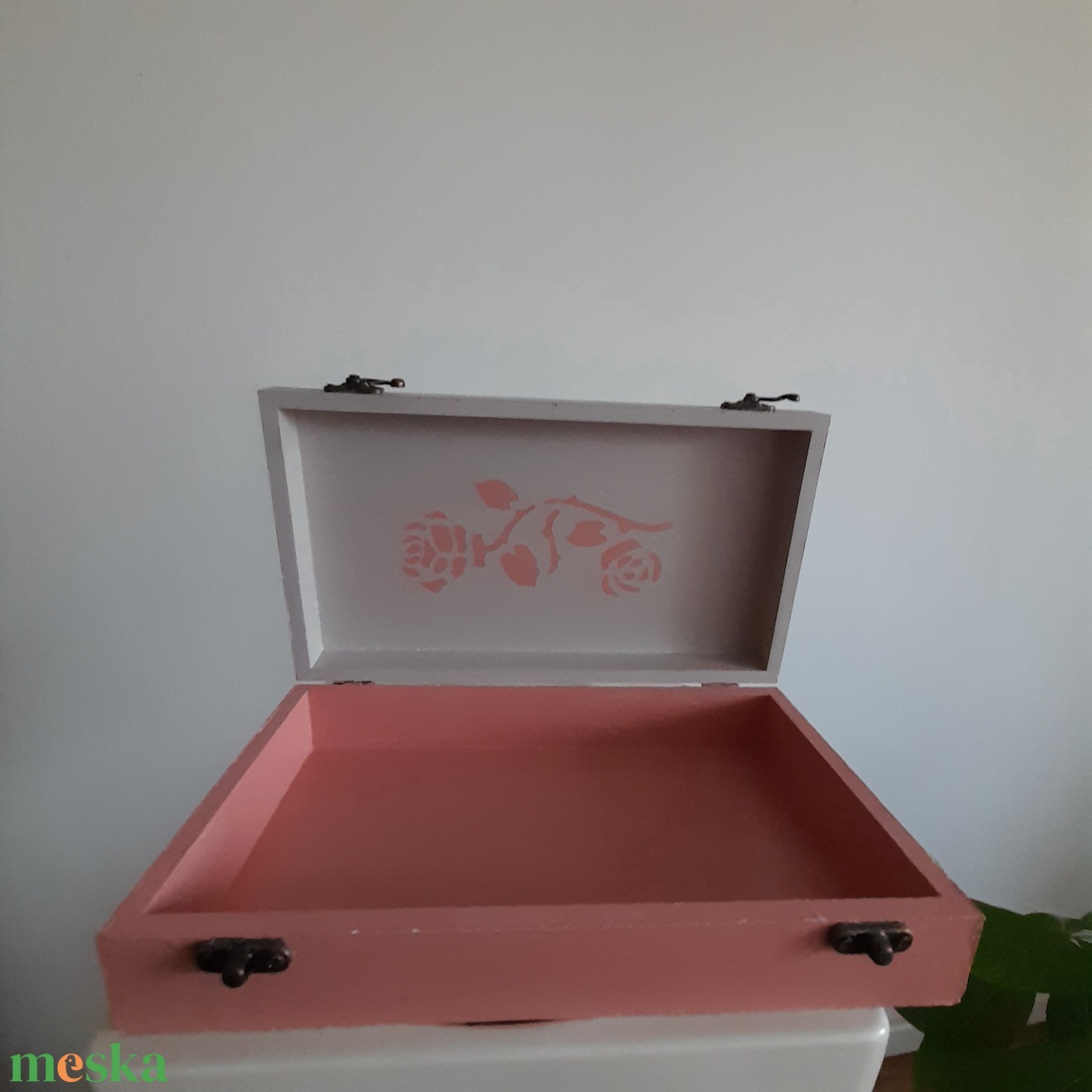  Vintage rózsás ékszertartó doboz/ varrós doboz - otthon & életmód - konyhafelszerelés, tálalás - konyhai tárolás - tea & kávé tárolás - Meska.hu