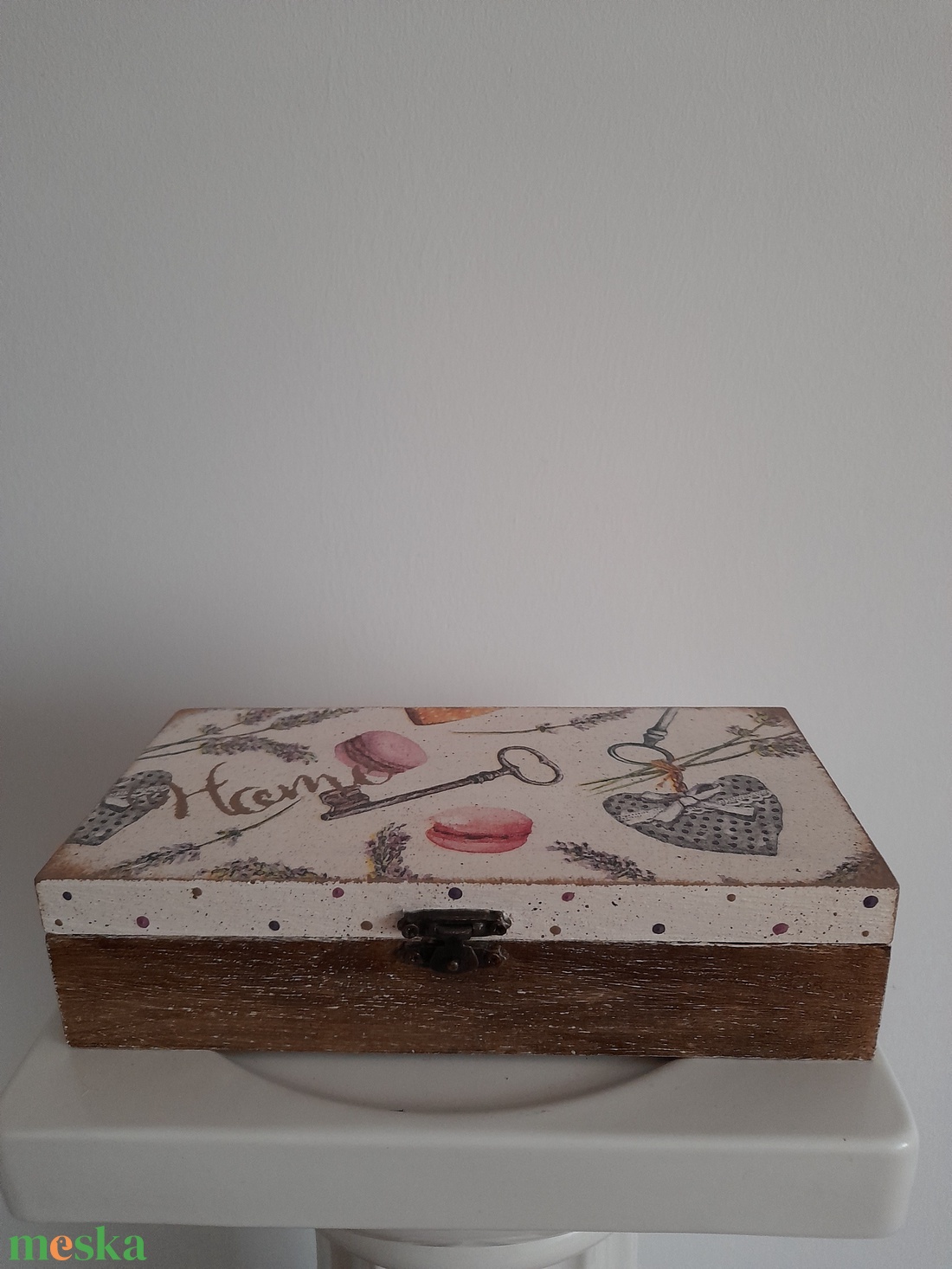  Vintage macaron-kulcsos ékszertartó doboz/varrós doboz - ékszer - ékszertartó - ékszerdoboz - Meska.hu