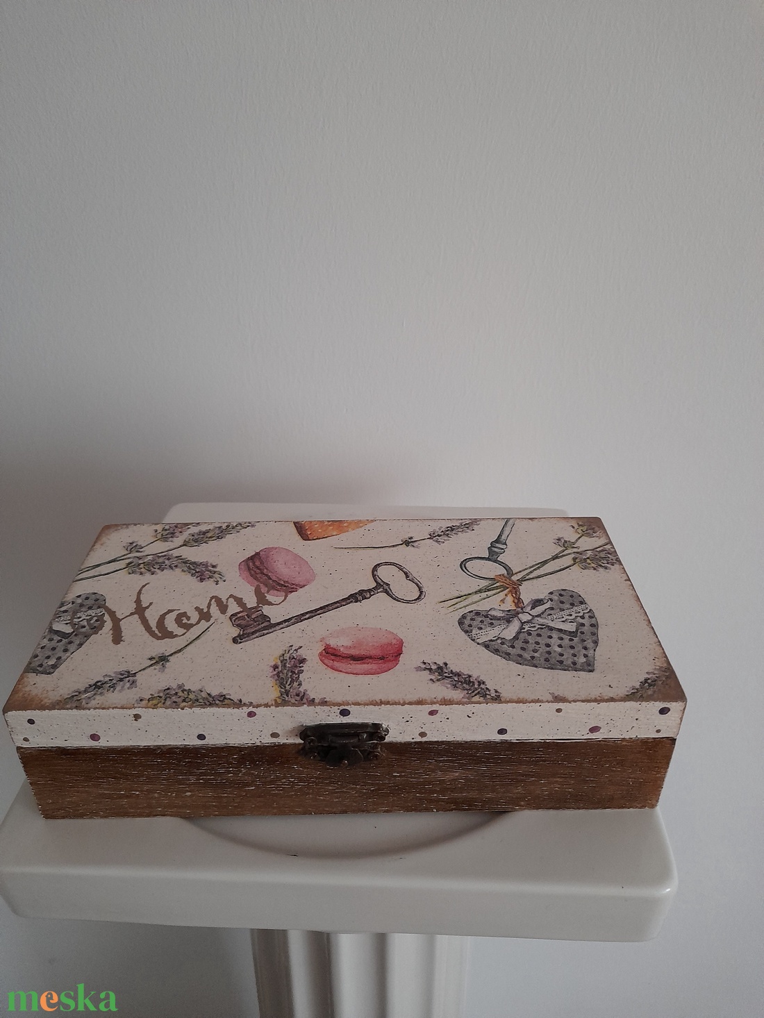  Vintage macaron-kulcsos ékszertartó doboz/varrós doboz - ékszer - ékszertartó - ékszerdoboz - Meska.hu