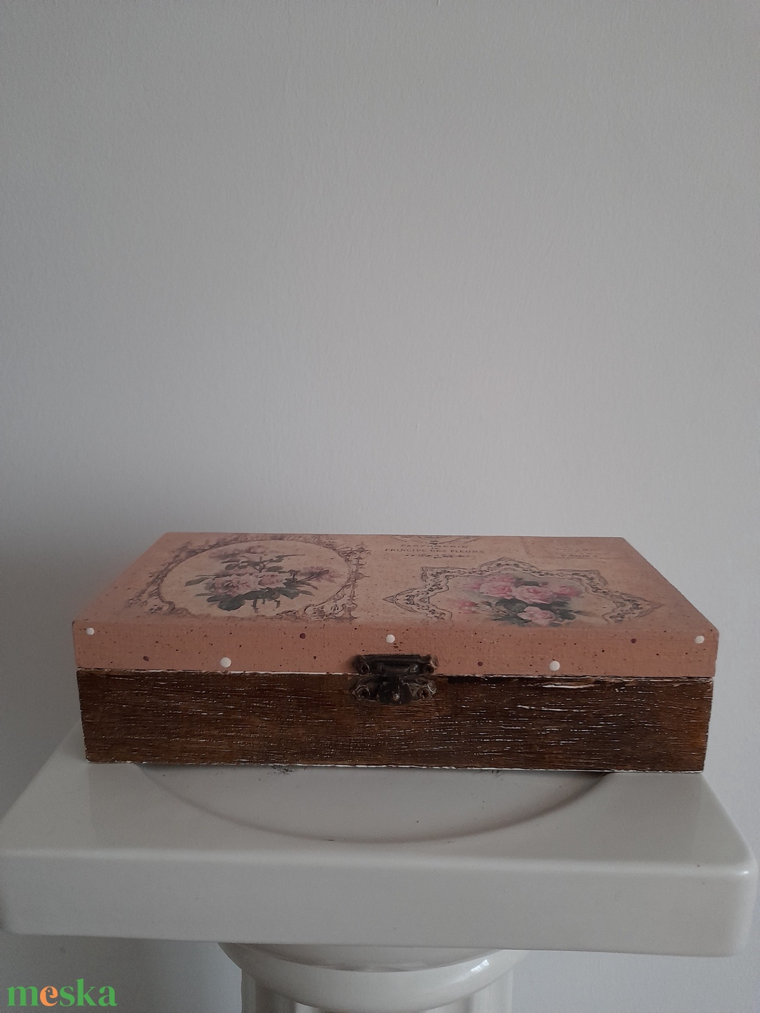  Vintag rózsás ékszertartó doboz/varrós doboz - ékszer - ékszertartó - ékszerdoboz - Meska.hu