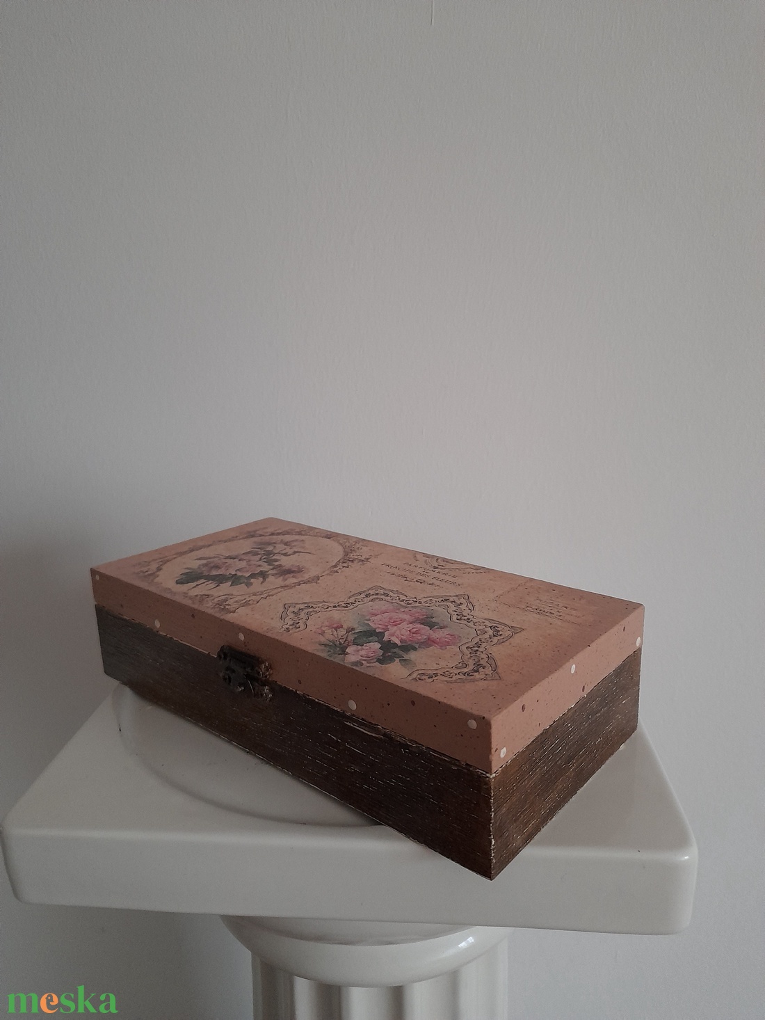  Vintag rózsás ékszertartó doboz/varrós doboz - ékszer - ékszertartó - ékszerdoboz - Meska.hu