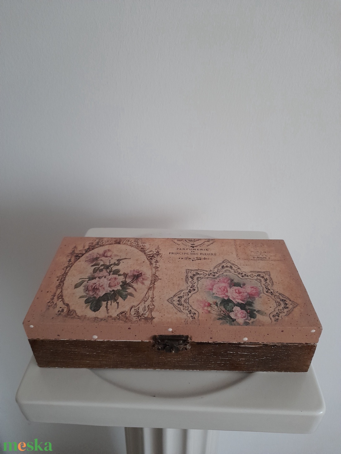  Vintag rózsás ékszertartó doboz/varrós doboz - ékszer - ékszertartó - ékszerdoboz - Meska.hu
