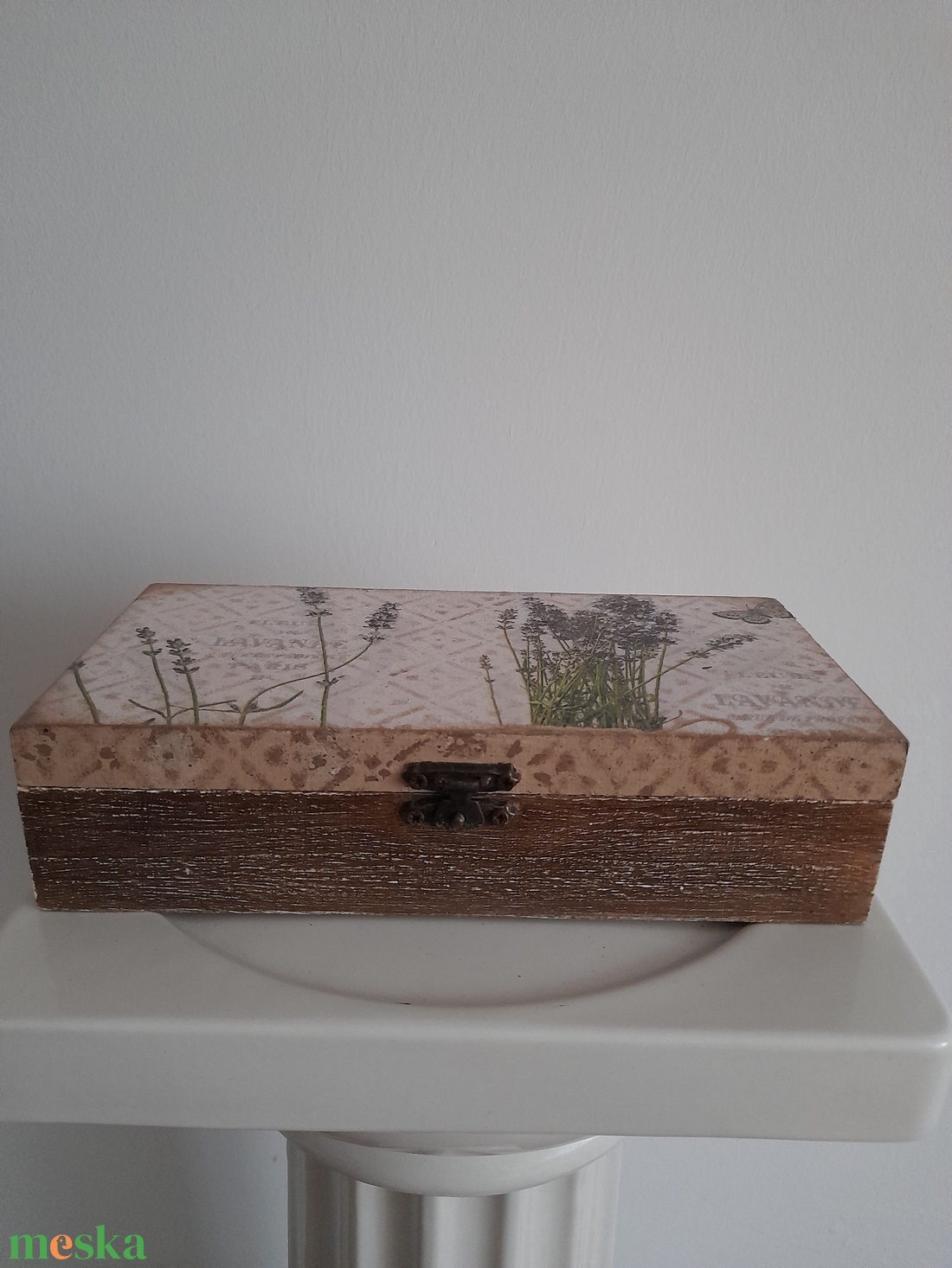  Vintage levendula mintás ékszertartó doboz/varrós doboz - ékszer - ékszertartó - ékszerdoboz - Meska.hu