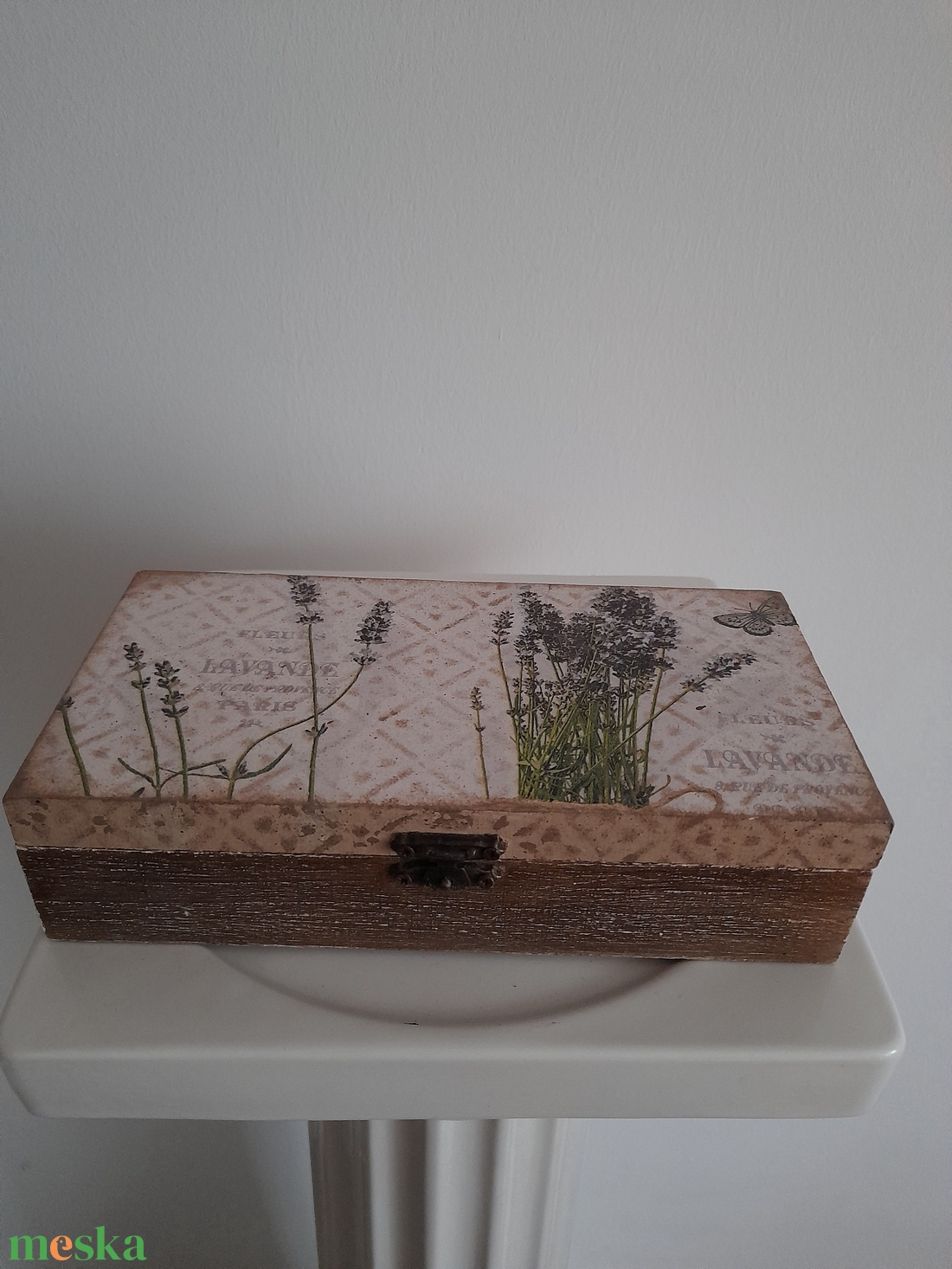  Vintage levendula mintás ékszertartó doboz/varrós doboz - ékszer - ékszertartó - ékszerdoboz - Meska.hu