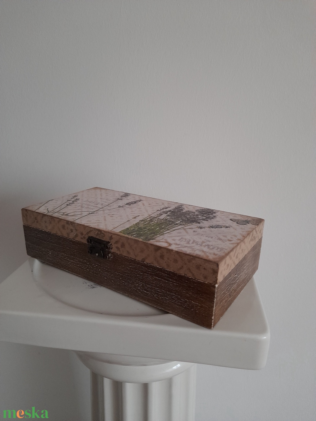  Vintage levendula mintás ékszertartó doboz/varrós doboz - ékszer - ékszertartó - ékszerdoboz - Meska.hu