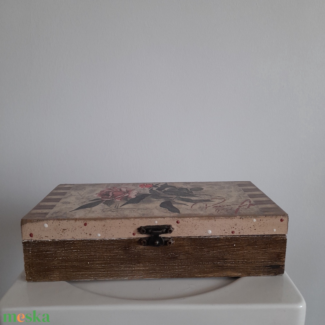  Vintage virág mintás ékszertartó doboz/varrós doboz - ékszer - ékszertartó - ékszerdoboz - Meska.hu