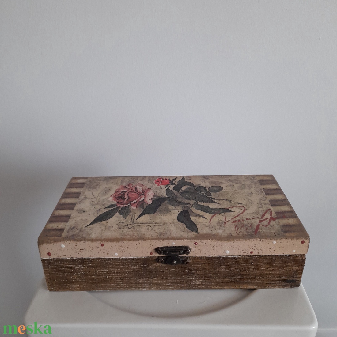  Vintage virág mintás ékszertartó doboz/varrós doboz - ékszer - ékszertartó - ékszerdoboz - Meska.hu