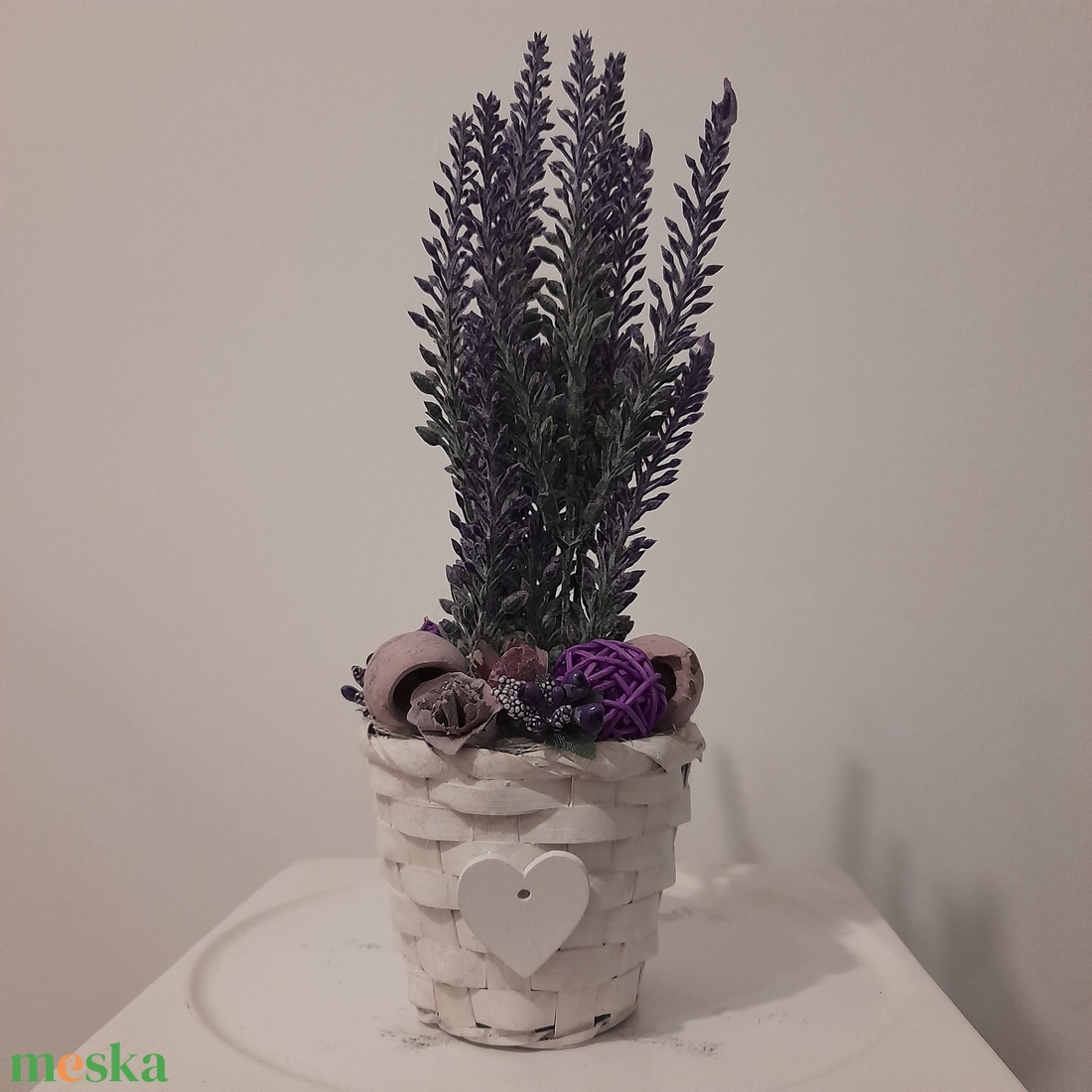  Virágbox / asztaldísz vintage lila virágokkal  - otthon & életmód - dekoráció - virágdísz és tartó - virágbox, virágdoboz - Meska.hu