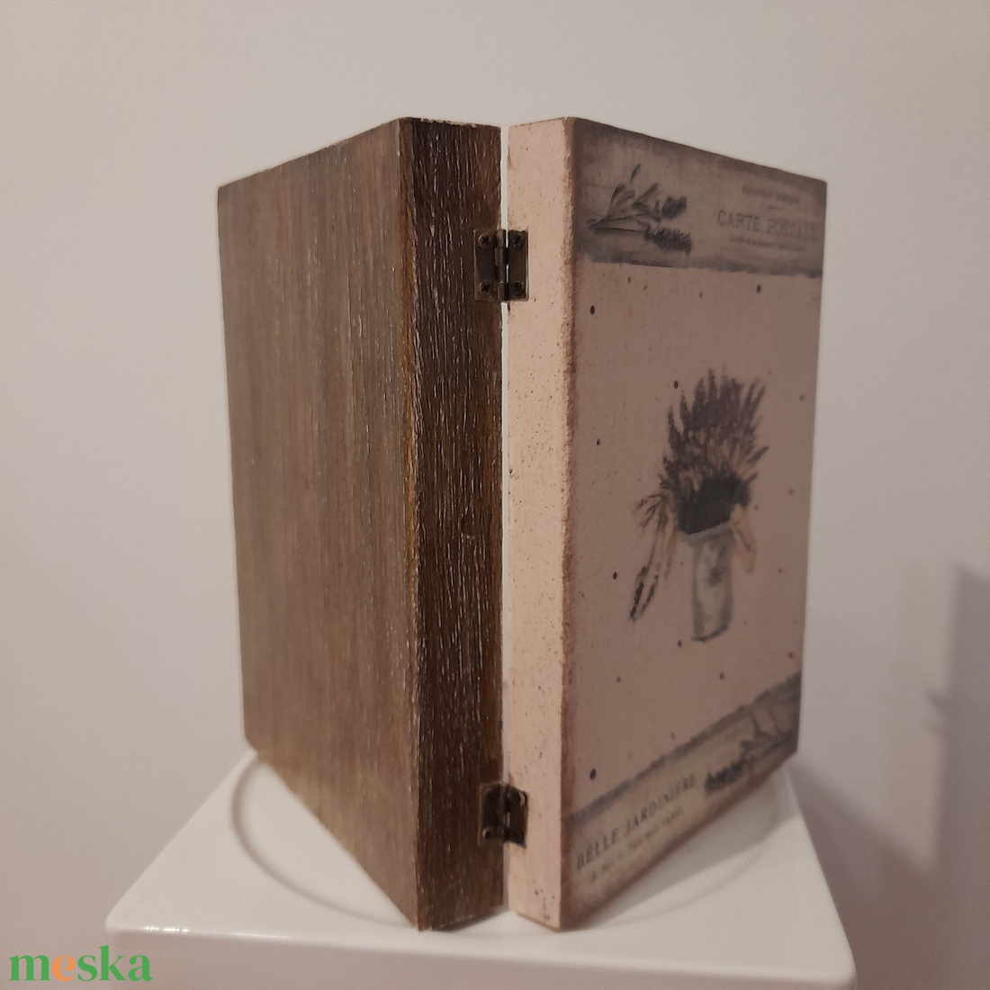  Vintage  levendulás ékszertartó doboz/varrós doboz könyv formájú - ékszer - ékszertartó - ékszerdoboz - Meska.hu