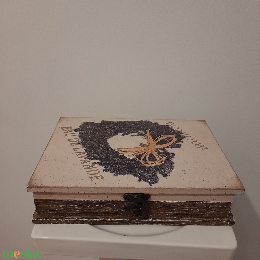  Vintage  levendulás ékszertartó doboz/varrós doboz könyv formájú - ékszer - ékszertartó - ékszerdoboz - Meska.hu