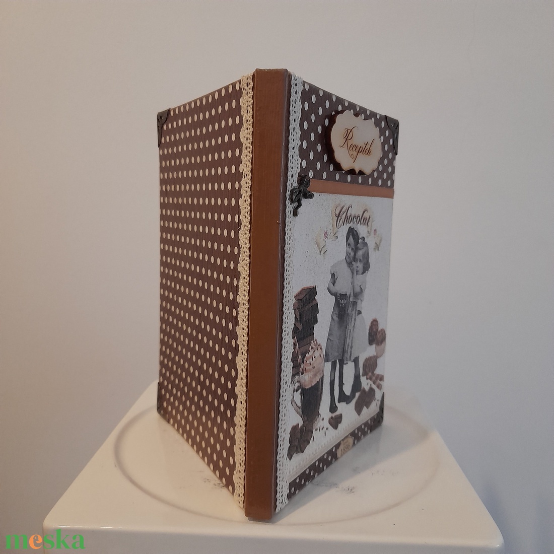 Receptfüzet gyerek és csoki mintával a vintage jegyében - otthon & életmód - konyhafelszerelés, tálalás - sütés, főzés - receptfüzet - Meska.hu