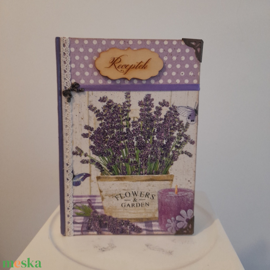 Receptfüzet levendulás mintával a vintage jegyében - otthon & életmód - konyhafelszerelés, tálalás - sütés, főzés - receptfüzet - Meska.hu