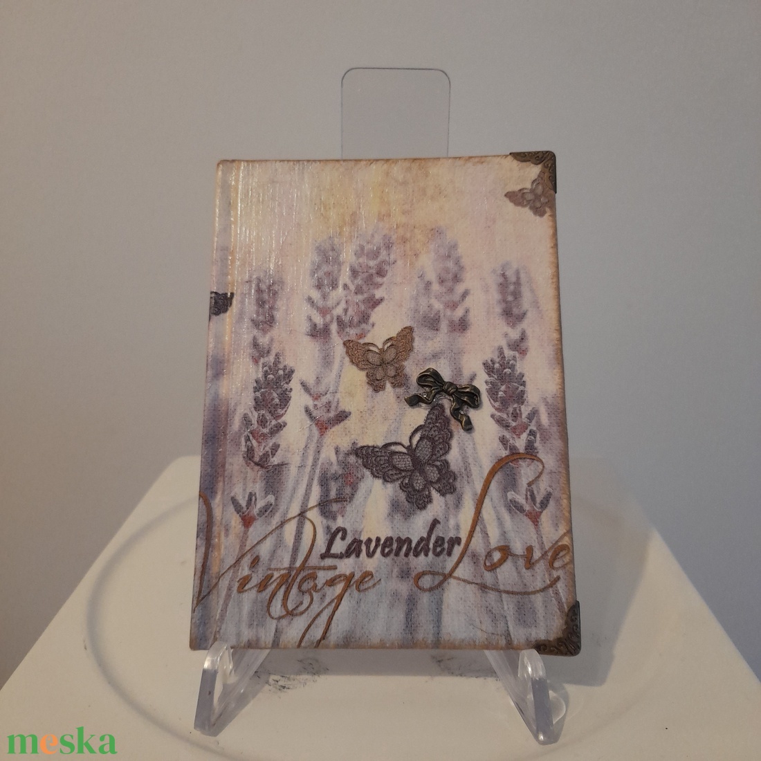 Notesz, jegyzetfüzet levendula mintával a vintage jegyében - otthon & életmód - konyhafelszerelés, tálalás - sütés, főzés - receptfüzet - Meska.hu