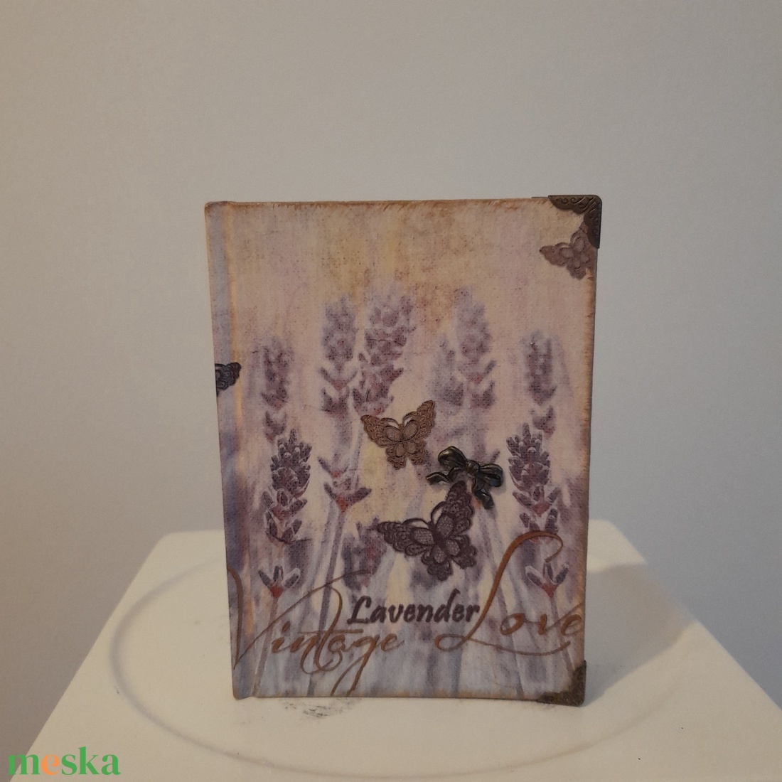 Notesz, jegyzetfüzet levendula mintával a vintage jegyében - otthon & életmód - konyhafelszerelés, tálalás - sütés, főzés - receptfüzet - Meska.hu