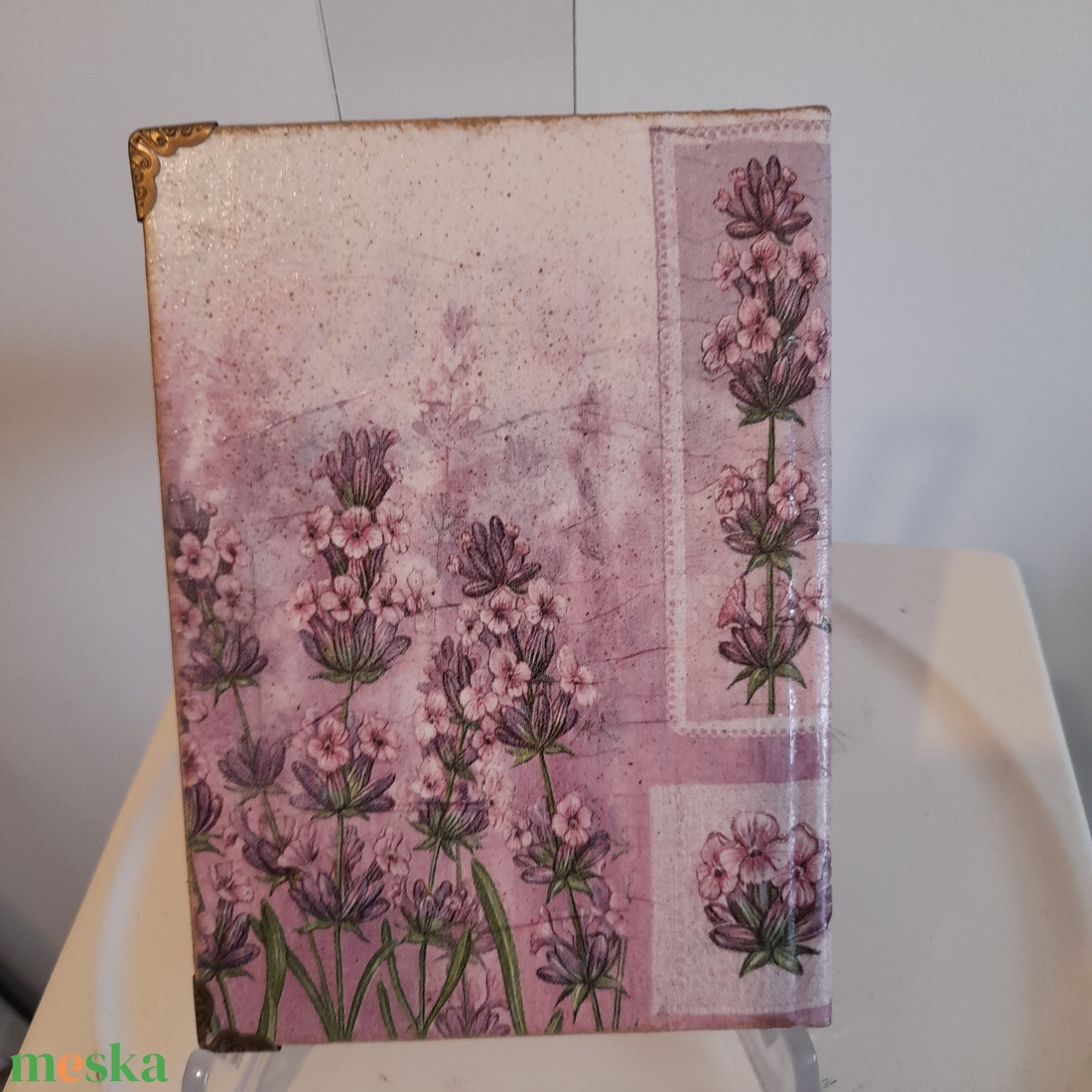 Notesz, jegyzetfüzet levendula mintával a vintage jegyében - otthon & életmód - konyhafelszerelés, tálalás - sütés, főzés - receptfüzet - Meska.hu