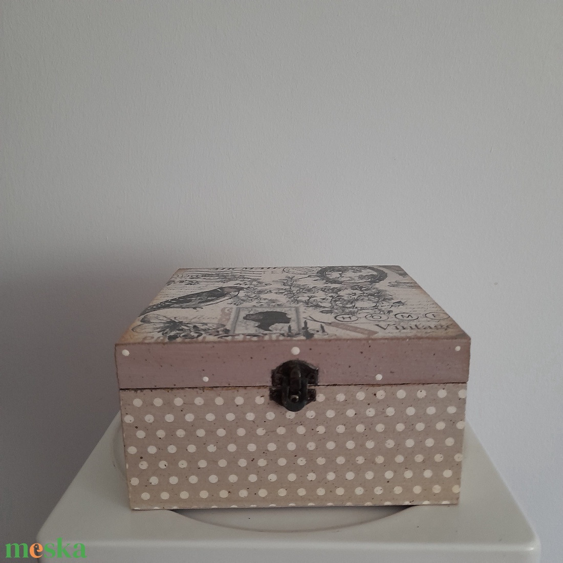  Vintage  madárka mintás teafiltertartó doboz/varrós doboz - otthon & életmód - konyhafelszerelés, tálalás - konyhai tárolás - tea & kávé tárolás - Meska.hu