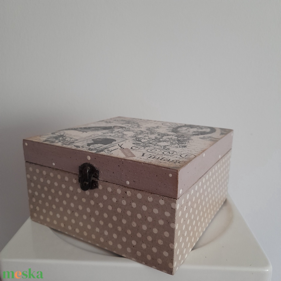  Vintage  madárka mintás teafiltertartó doboz/varrós doboz - otthon & életmód - konyhafelszerelés, tálalás - konyhai tárolás - tea & kávé tárolás - Meska.hu