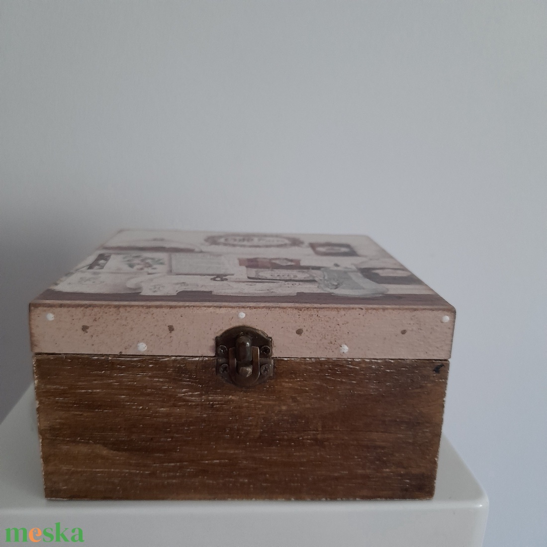  Vintage süti mintás teafiltertartó doboz/varrós doboz - otthon & életmód - konyhafelszerelés, tálalás - konyhai tárolás - tea & kávé tárolás - Meska.hu