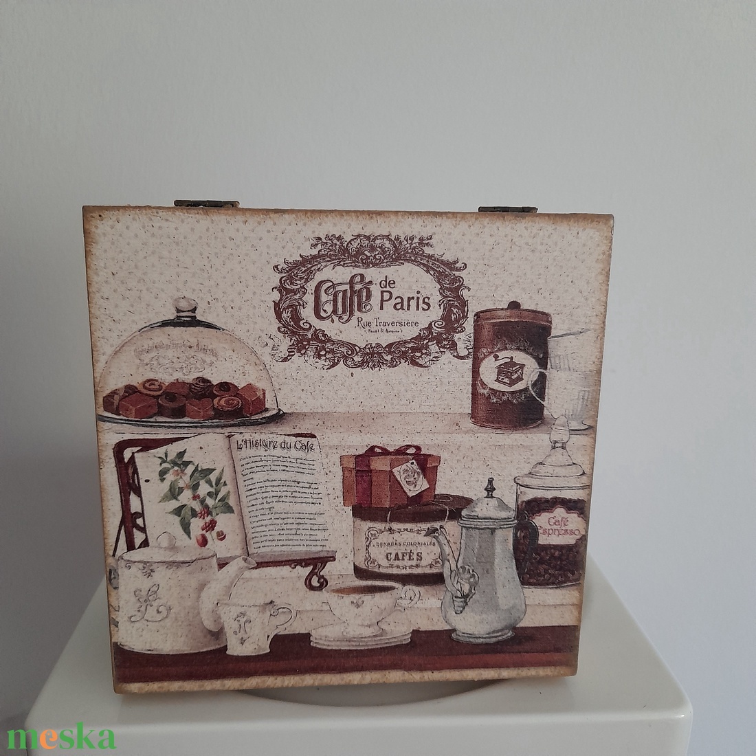  Vintage süti mintás teafiltertartó doboz/varrós doboz - otthon & életmód - konyhafelszerelés, tálalás - konyhai tárolás - tea & kávé tárolás - Meska.hu