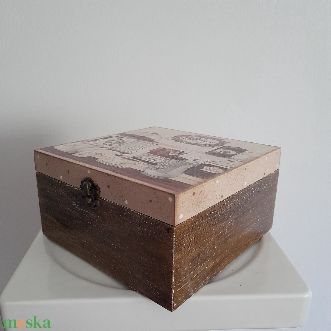  Vintage süti mintás teafiltertartó doboz/varrós doboz - otthon & életmód - konyhafelszerelés, tálalás - konyhai tárolás - tea & kávé tárolás - Meska.hu