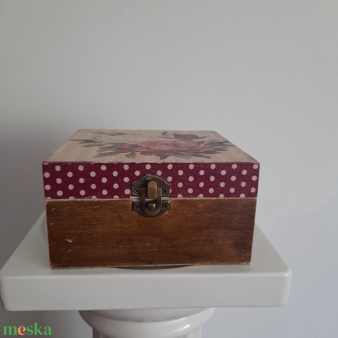  Vintage csokros levendulás teafiltertartó doboz/varrós doboz - otthon & életmód - konyhafelszerelés, tálalás - konyhai tárolás - tea & kávé tárolás - Meska.hu