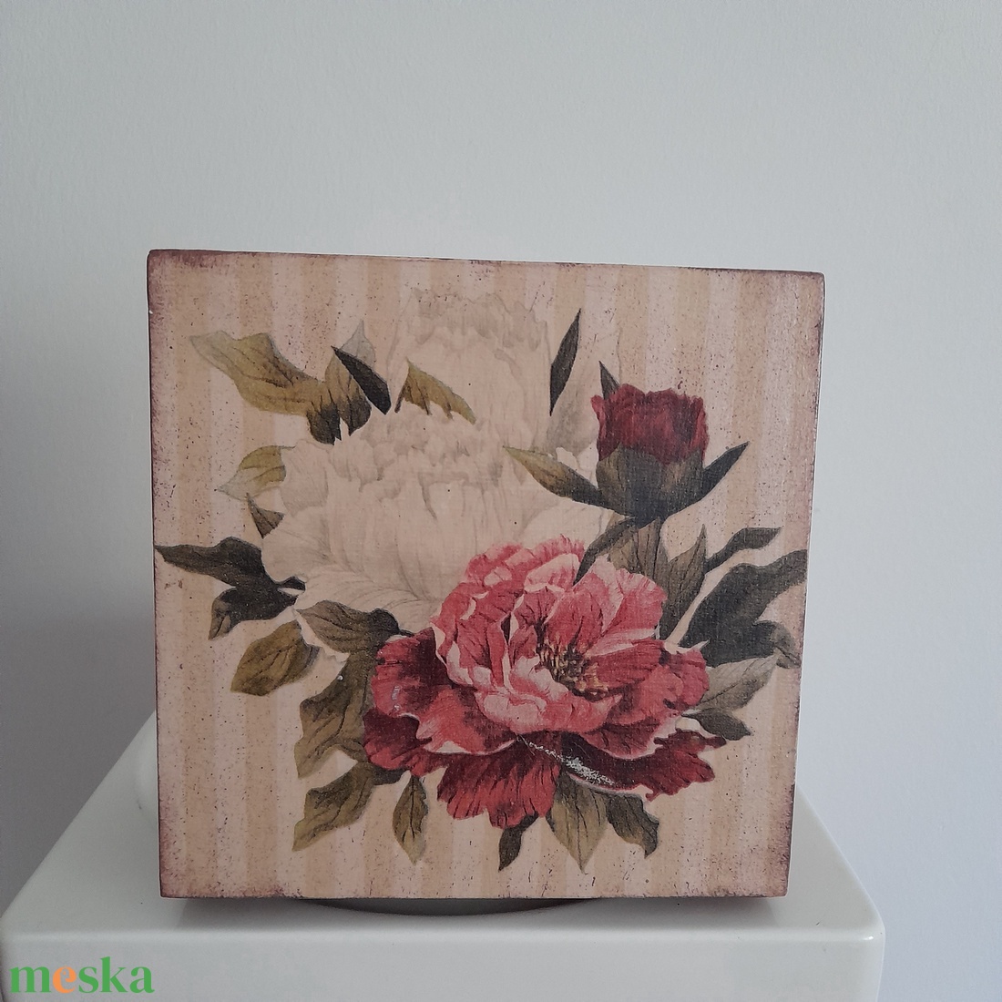  Vintage csokros levendulás teafiltertartó doboz/varrós doboz - otthon & életmód - konyhafelszerelés, tálalás - konyhai tárolás - tea & kávé tárolás - Meska.hu