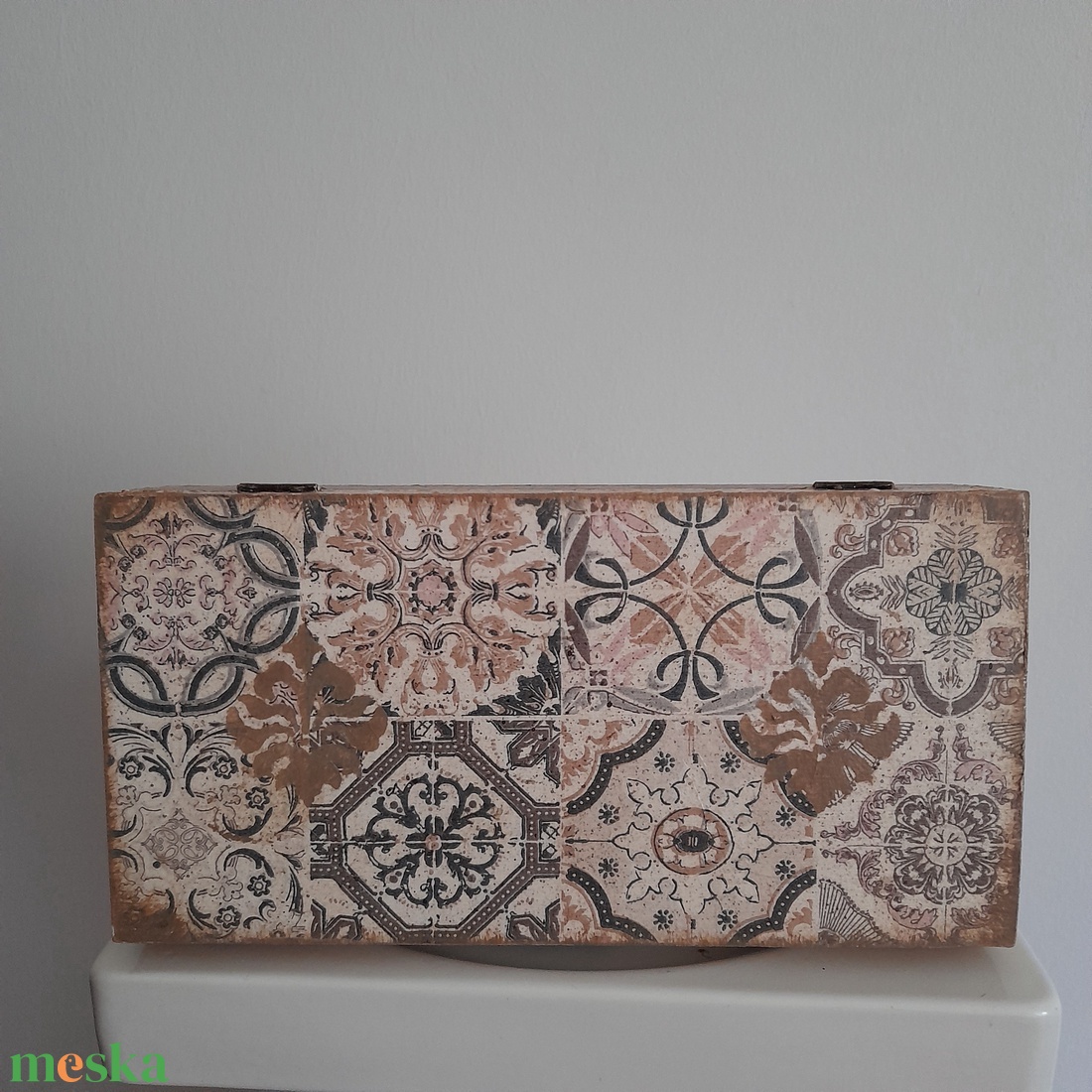  Vintage intarzia mintás recept tartó/ ékszertartó doboz/varrós doboz/fényképtartó doboz - ékszer - ékszertartó - ékszerdoboz - Meska.hu