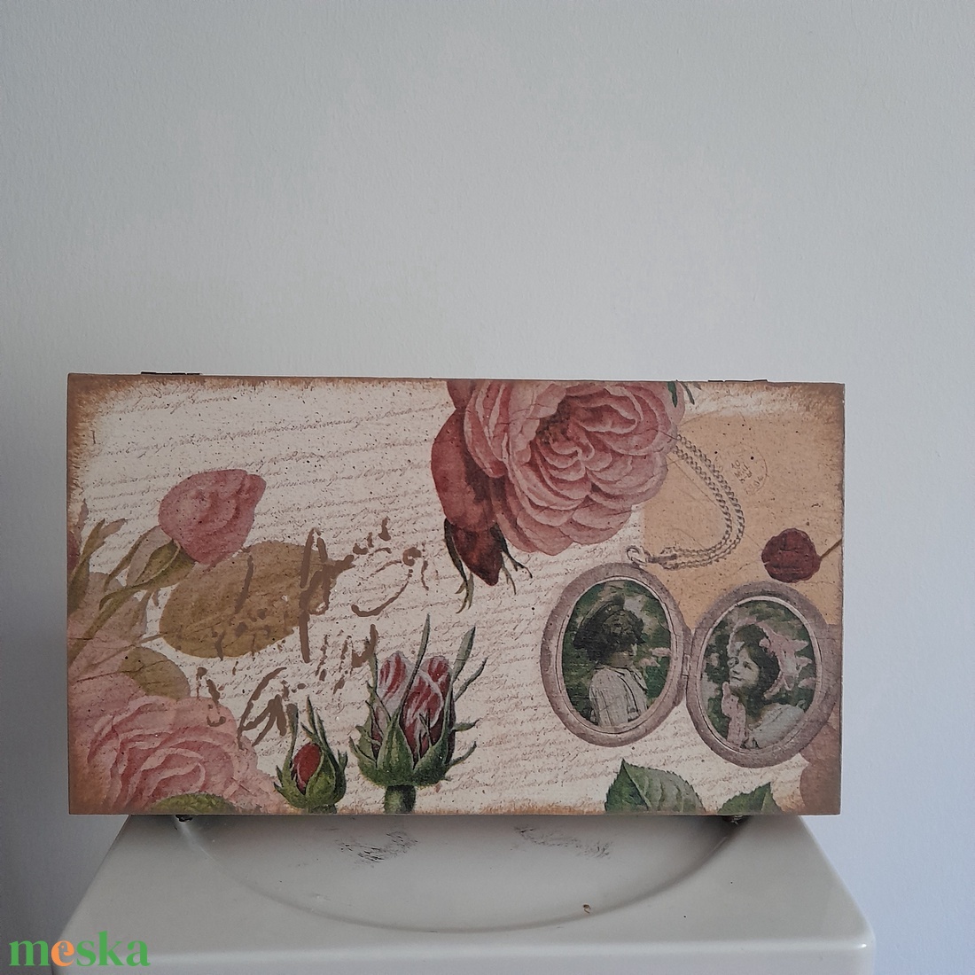  Vintage  mintás ékszertartó doboz/ varrós doboz - otthon & életmód - konyhafelszerelés, tálalás - konyhai tárolás - tea & kávé tárolás - Meska.hu