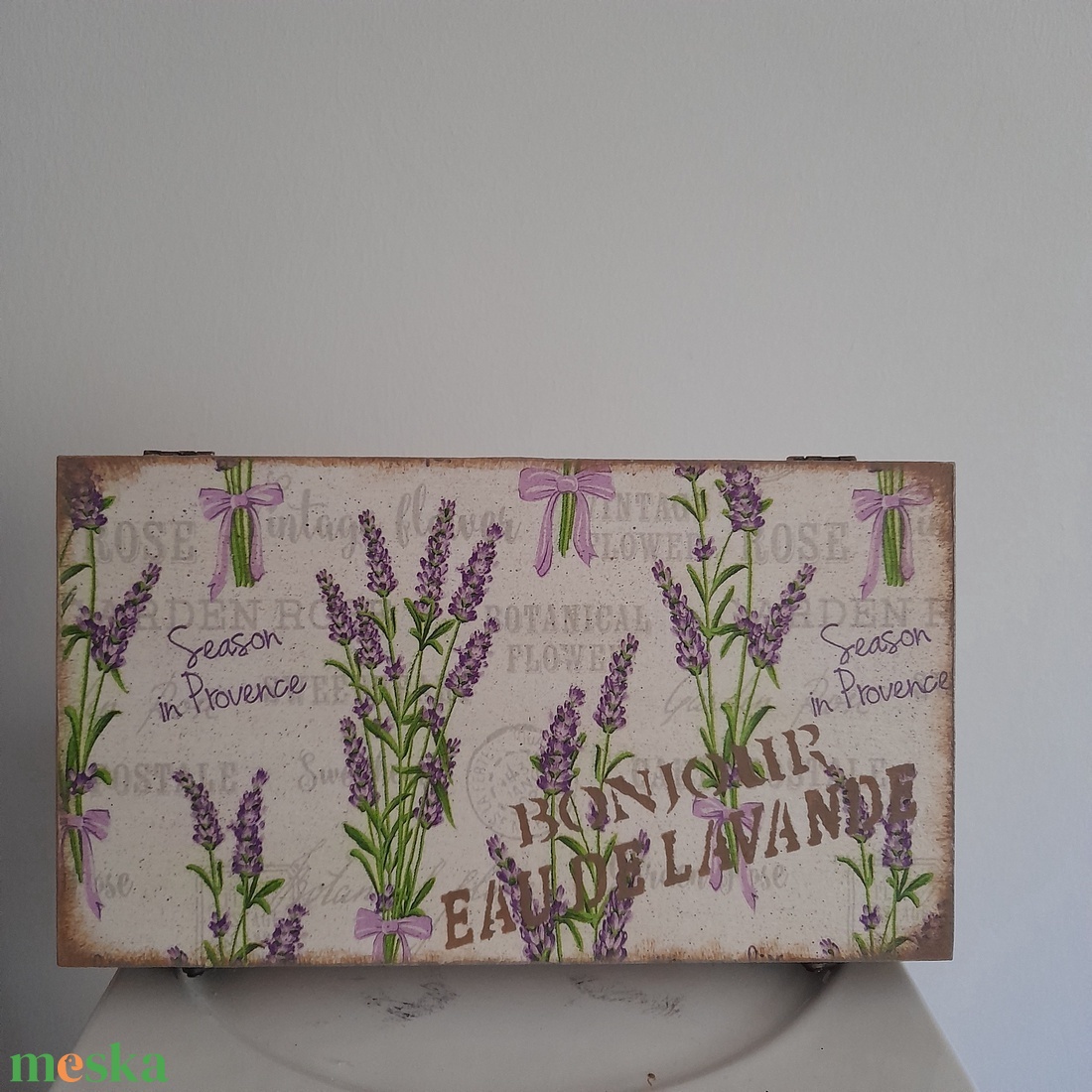  Vintage levendula mintás ékszertartó doboz/ varrós doboz - otthon & életmód - konyhafelszerelés, tálalás - konyhai tárolás - tea & kávé tárolás - Meska.hu