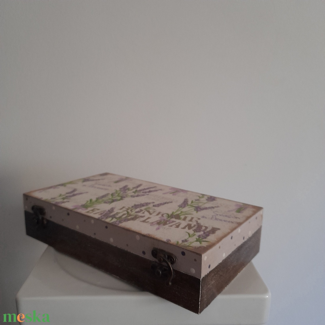  Vintage levendula mintás ékszertartó doboz/ varrós doboz - otthon & életmód - konyhafelszerelés, tálalás - konyhai tárolás - tea & kávé tárolás - Meska.hu