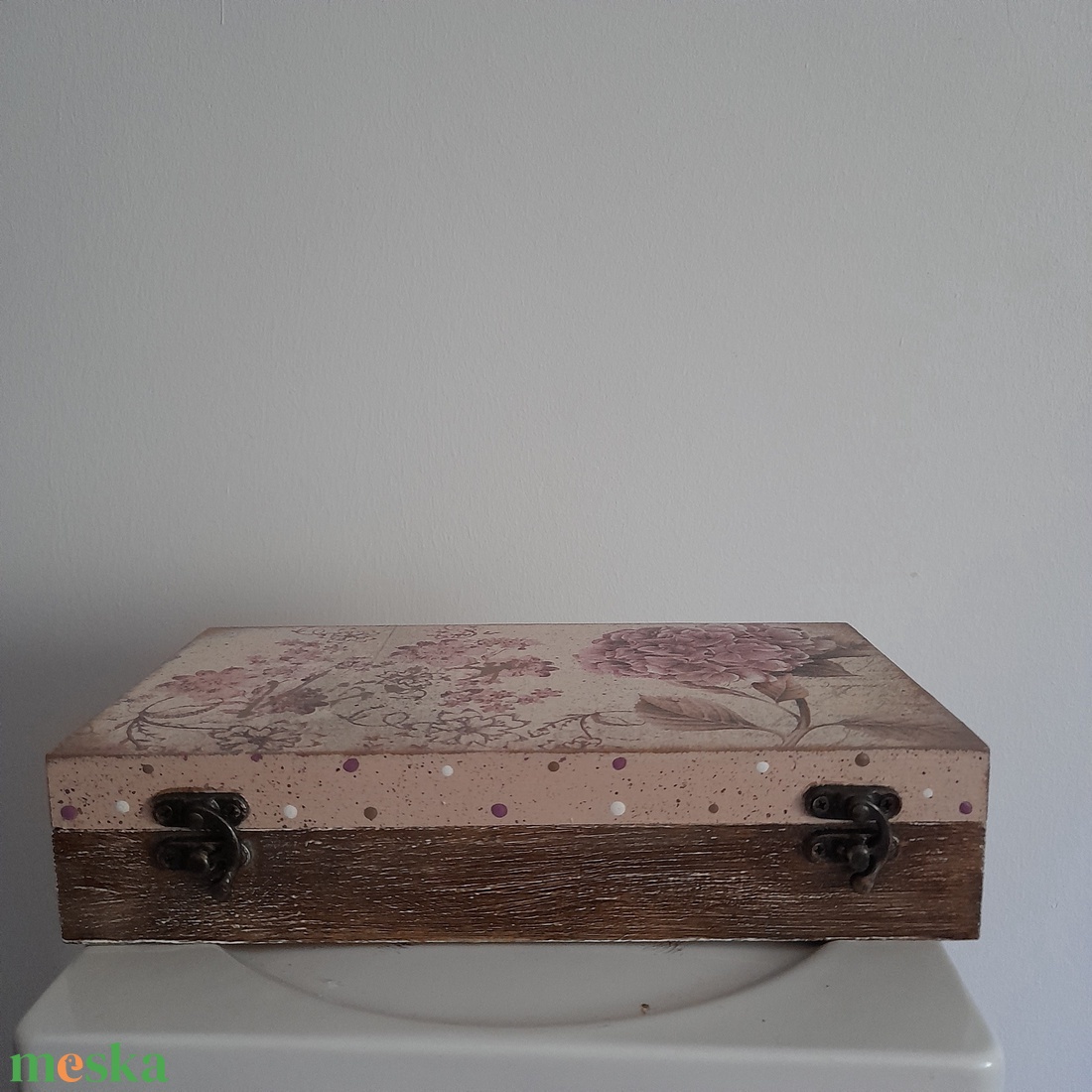  Vintage virág mintás ékszertartó doboz/ varrós doboz - otthon & életmód - konyhafelszerelés, tálalás - konyhai tárolás - tea & kávé tárolás - Meska.hu