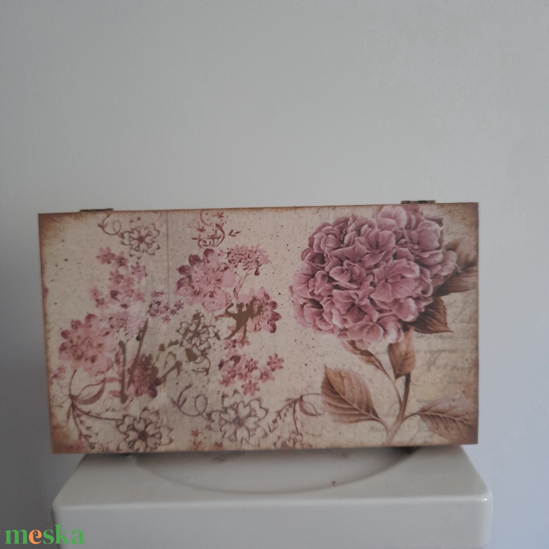  Vintage virág mintás ékszertartó doboz/ varrós doboz - otthon & életmód - konyhafelszerelés, tálalás - konyhai tárolás - tea & kávé tárolás - Meska.hu
