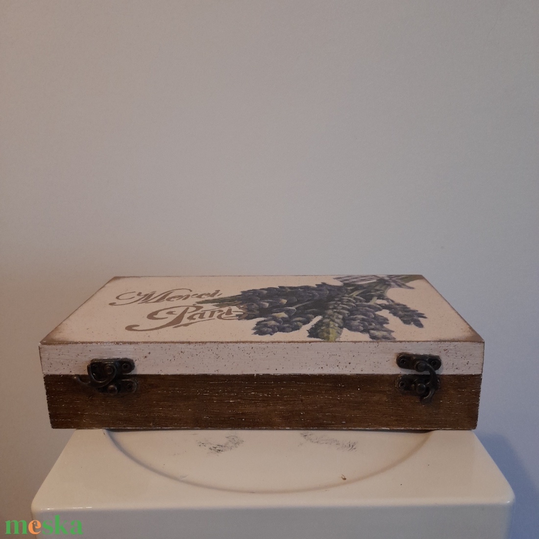 Vintage levendula mintás ékszertartó doboz/ varrós doboz - otthon & életmód - konyhafelszerelés, tálalás - konyhai tárolás - tea & kávé tárolás - Meska.hu