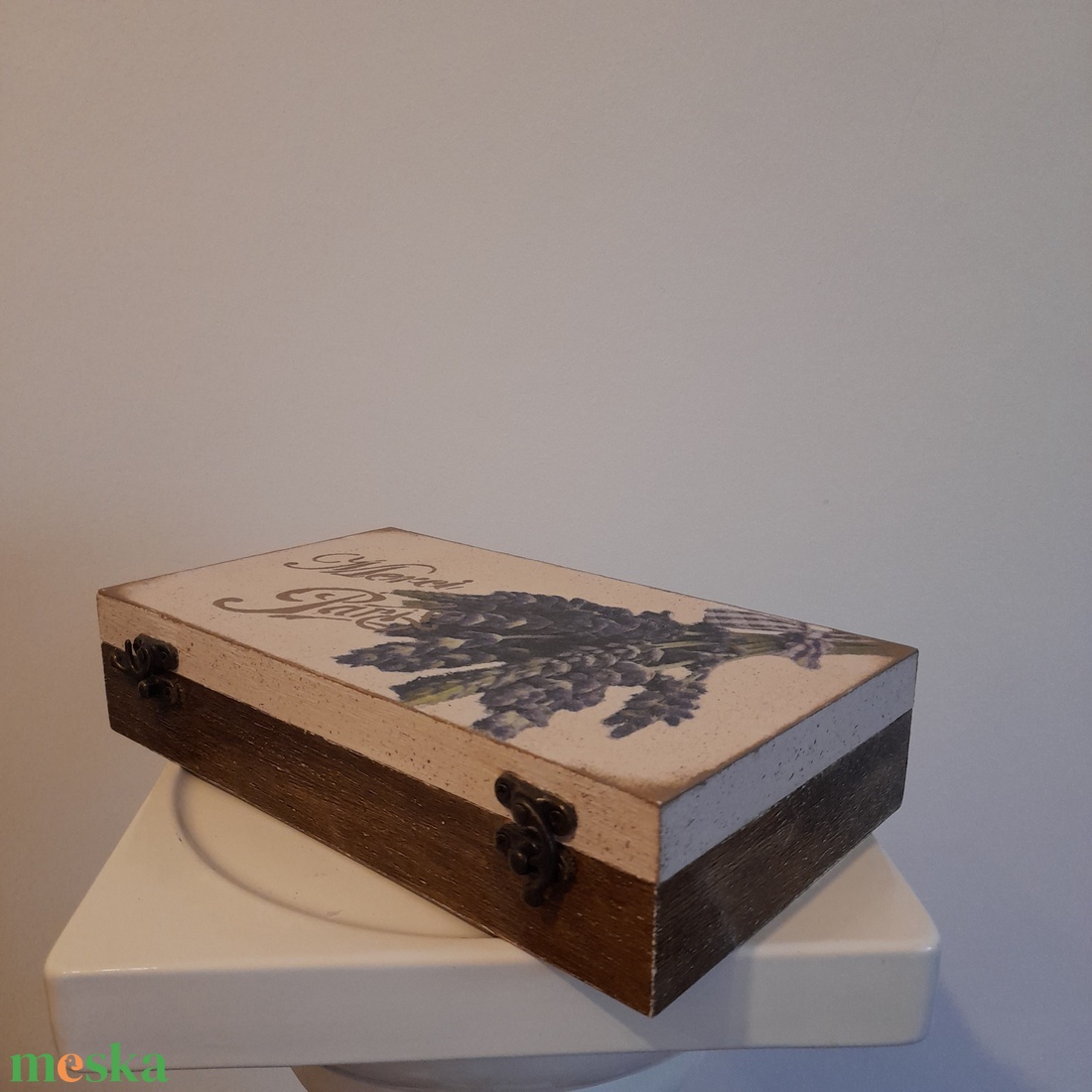  Vintage levendula mintás ékszertartó doboz/ varrós doboz - otthon & életmód - konyhafelszerelés, tálalás - konyhai tárolás - tea & kávé tárolás - Meska.hu
