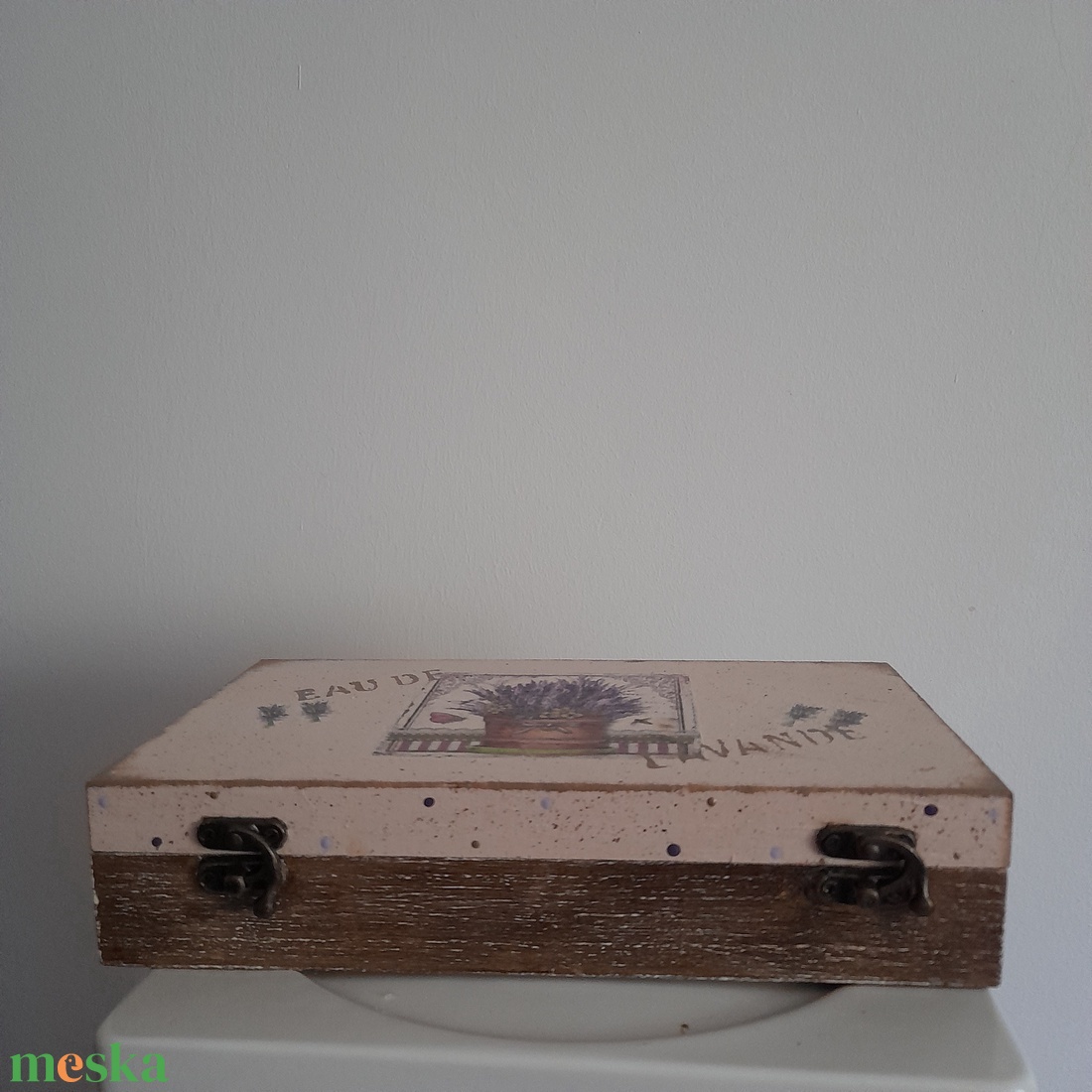  Vintage csokros levendula mintás ékszertartó doboz/ varrós doboz - otthon & életmód - konyhafelszerelés, tálalás - konyhai tárolás - tea & kávé tárolás - Meska.hu