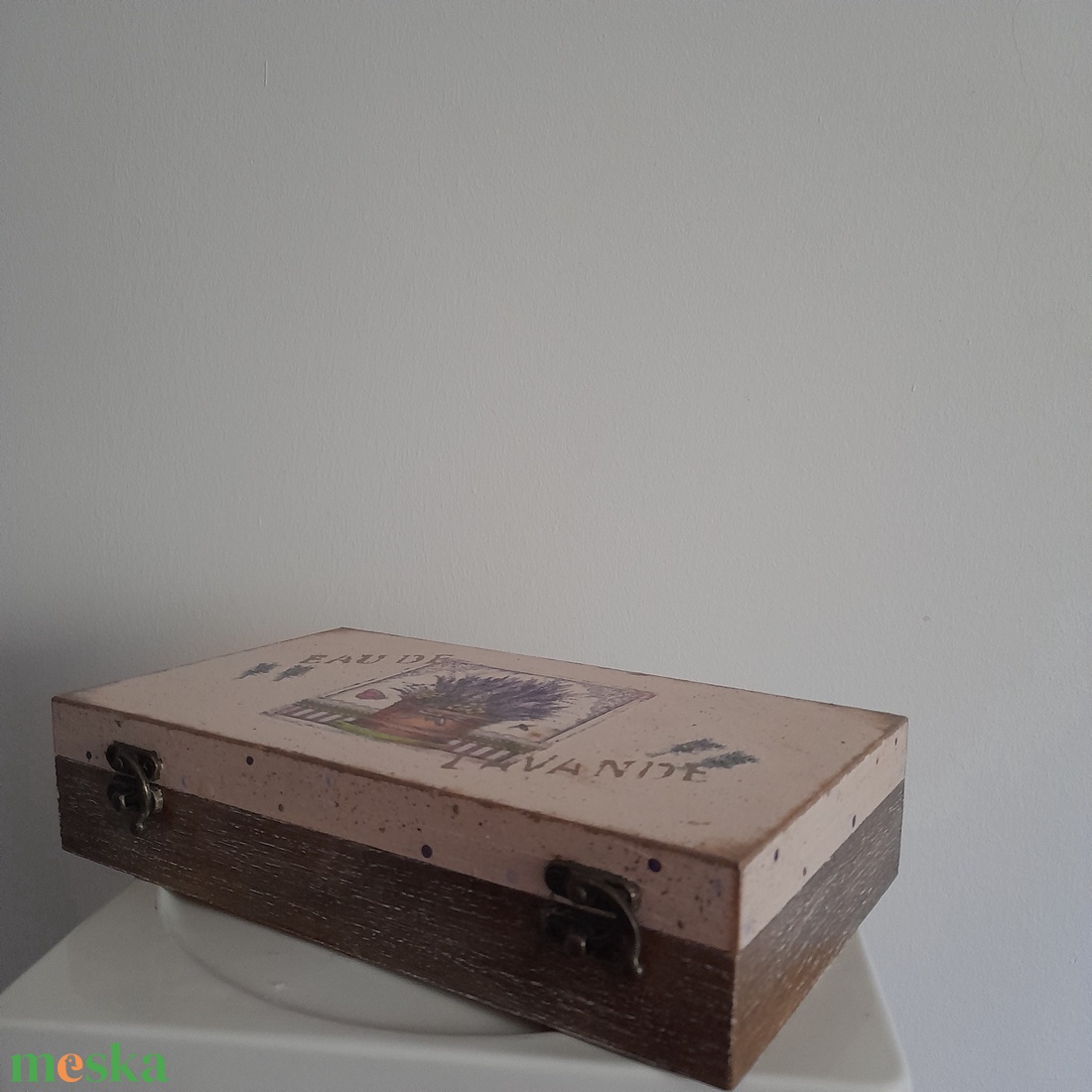  Vintage csokros levendula mintás ékszertartó doboz/ varrós doboz - otthon & életmód - konyhafelszerelés, tálalás - konyhai tárolás - tea & kávé tárolás - Meska.hu
