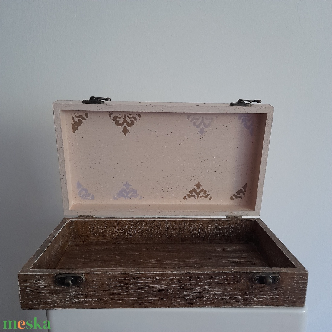  Vintage csokros levendula mintás ékszertartó doboz/ varrós doboz - otthon & életmód - konyhafelszerelés, tálalás - konyhai tárolás - tea & kávé tárolás - Meska.hu