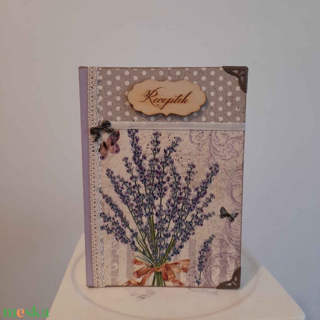 Receptfüzet levendulás mintával a vintage jegyében - otthon & életmód - konyhafelszerelés, tálalás - sütés, főzés - receptfüzet - Meska.hu