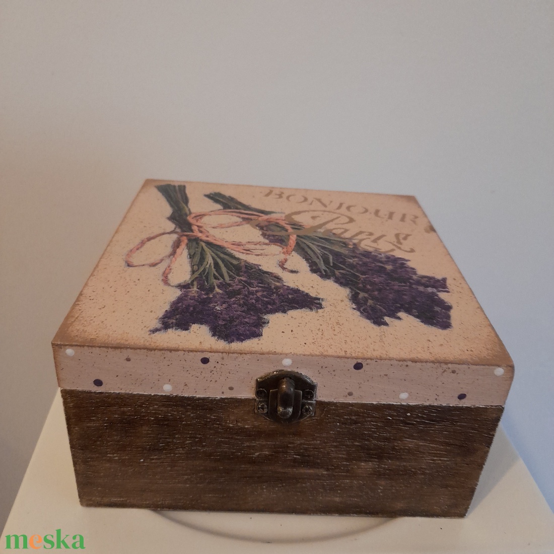  Vintage levendula mintás teafiltertartó doboz/varrós doboz - otthon & életmód - konyhafelszerelés, tálalás - konyhai tárolás - tea & kávé tárolás - Meska.hu