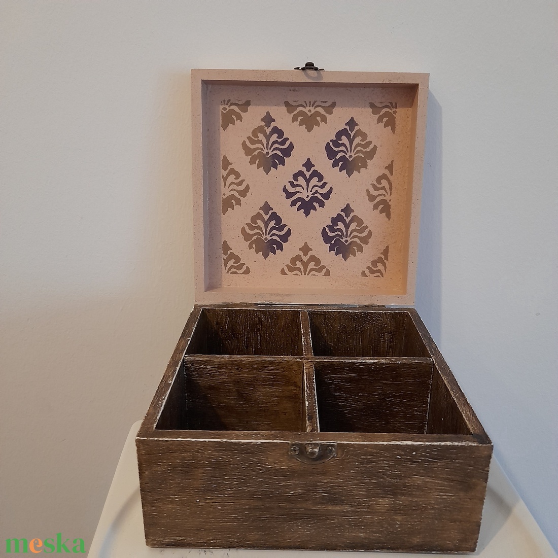  Vintage levendula mintás teafiltertartó doboz/varrós doboz - otthon & életmód - konyhafelszerelés, tálalás - konyhai tárolás - tea & kávé tárolás - Meska.hu