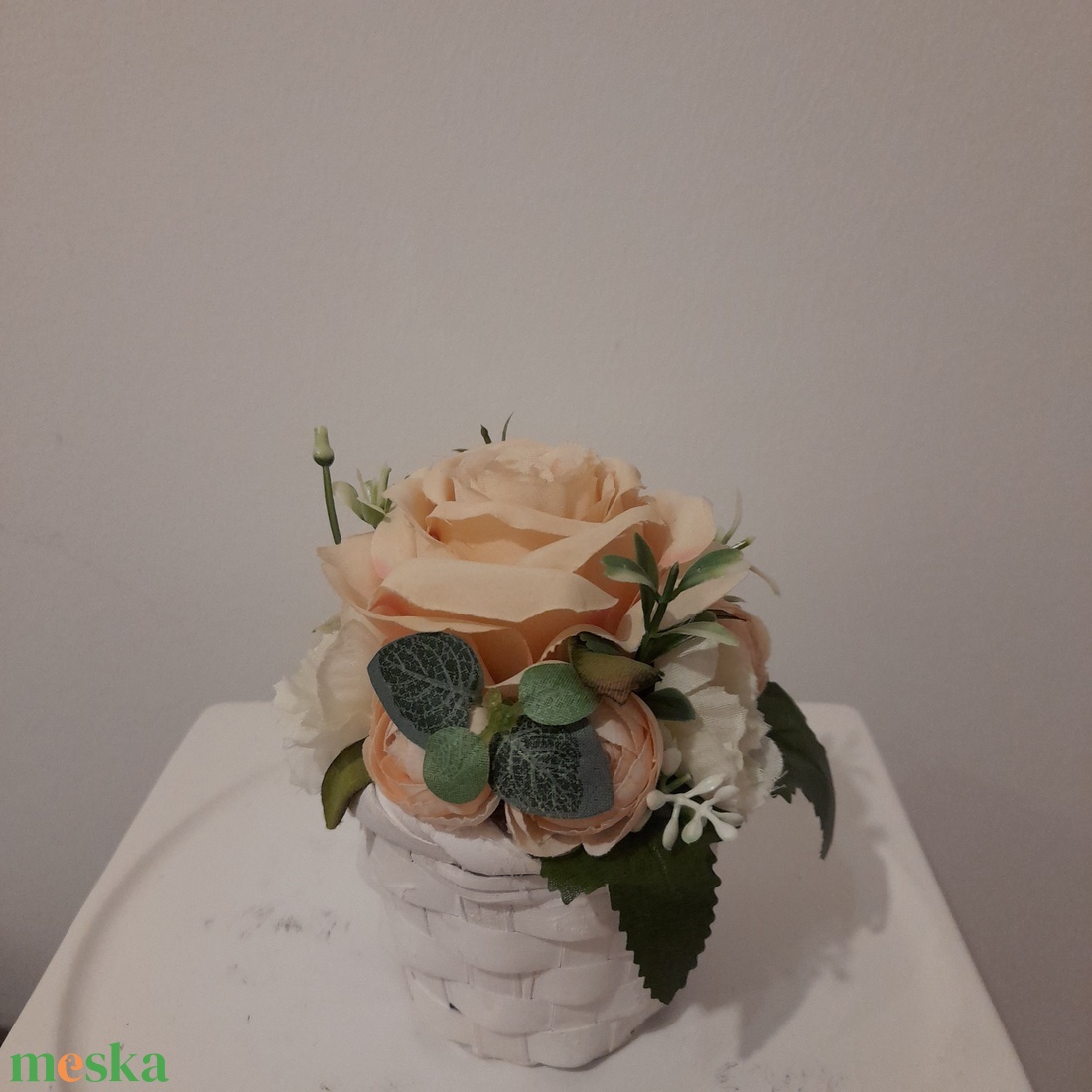  Virágbox / asztaldísz vintage bézs virágokkal  - otthon & életmód - dekoráció - Meska.hu