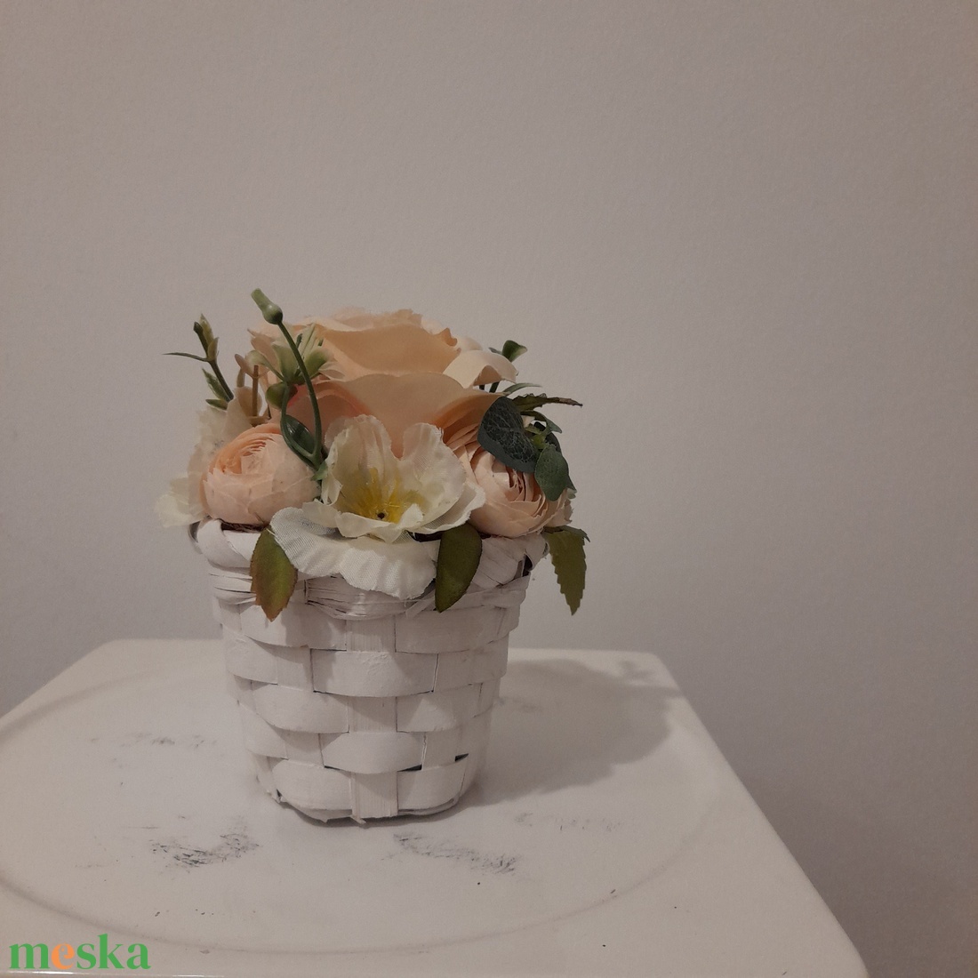  Virágbox / asztaldísz vintage bézs virágokkal  - otthon & életmód - dekoráció - Meska.hu