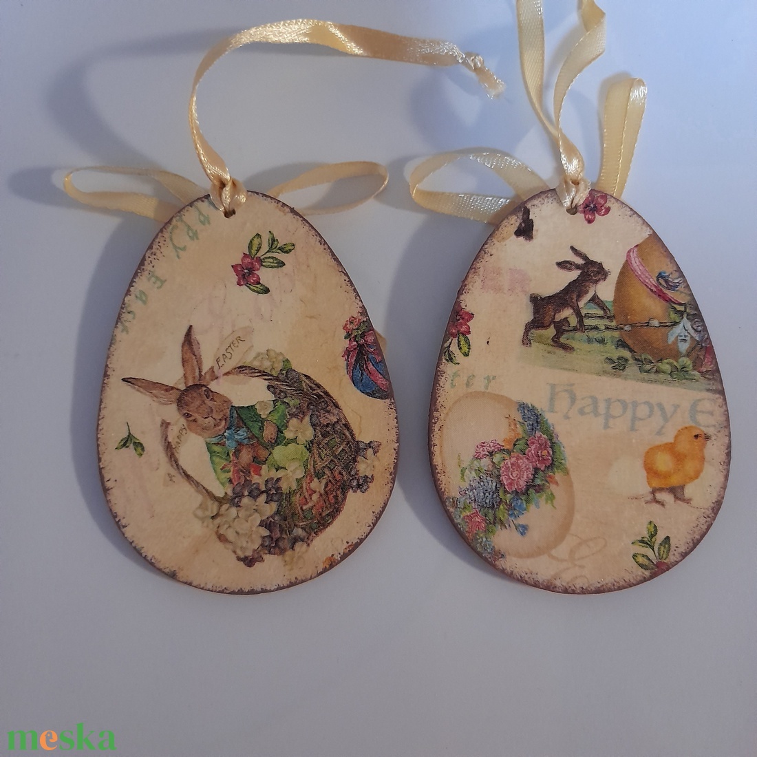 Felakasztható lapos húsvéti fa tojás / asztaldekoráció - otthon & életmód - dekoráció - fali és függő dekoráció - függődísz - Meska.hu