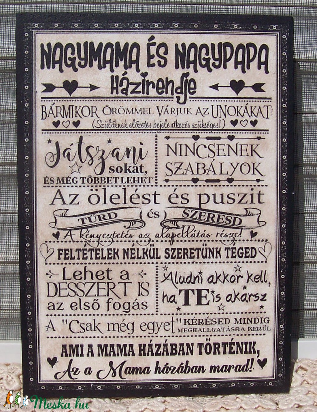 Nagymama és nagypapa házirendje szöveges falikép, táblakép - otthon & életmód - dekoráció - Meska.hu Nagymama és nagypapa házirendje szöveges falikép, táblakép - otthon & életmód - dekoráció - Meska.hu